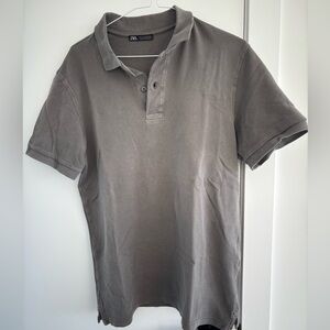 Zara Men's Charcoal Polo Shirt